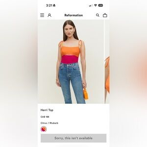 Reformation Herri Top - Citrus and Rhubarb - Size 4